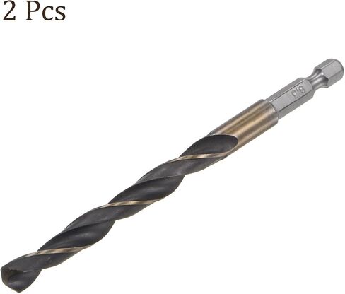 Kozelo Titanium Coated Drill Bit with 1/4" Hex Shank - [9mm x 125mm] High Speed Steel for Quick Release 135 Degree Split Point for Aluminum Alloy Iron Wood in Kuwait