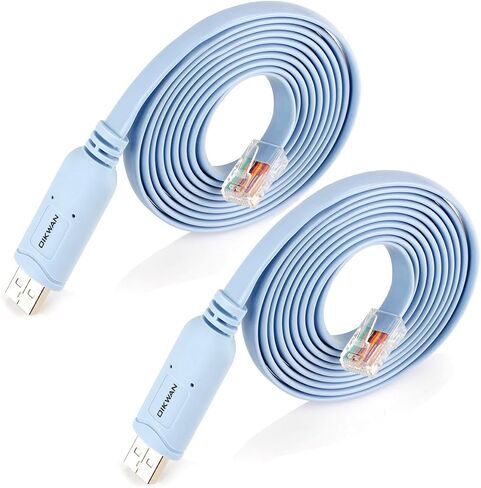 USB to RJ45 Console Cable 2pack, Essential Tool for Cisco, NETGEAR, Ubiquiti, LINKSYS, TP-Link Routers/Switches Connection, Compatible with Windows, Mac, Linux Laptops in Kuwait