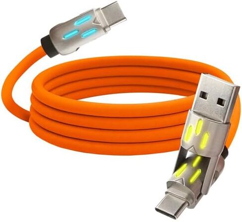 chubbycable 240W 3-in-1 Silicone USB C Cable with Dynamic Lights, Green in Saudi Arabia