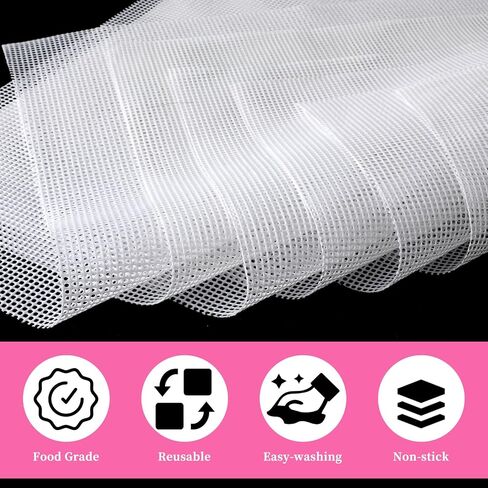6Pack Silicone Mesh Dehydrators Sheets, Reusable Steamer Mesh Mat for Fruit Dryer 14 x 14" Non-stick Food Fruit Dehydrators Mats Pastry Steamer Liner Pad for Dehydrators Freeze Dryer Kitchen Baking in Saudi Arabia