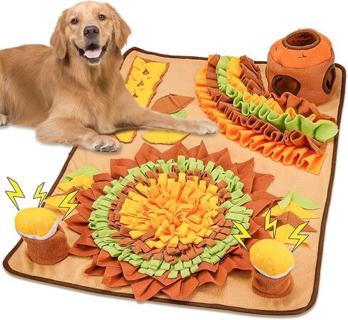 KRixi Snuffle Mat for Dogs, Foraging Mat Sniff Digging Treat Mat Interactive Dog Puzzle Toys for Stress Relief and Slow Eating Encourage Natural Foraging 31.4'' ×23.6'' Large Dog Feeding Mat in Saudi Arabia