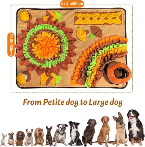 KRixi Snuffle Mat for Dogs, Foraging Mat Sniff Digging Treat Mat Interactive Dog Puzzle Toys for Stress Relief and Slow Eating Encourage Natural Foraging 31.4'' ×23.6'' Large Dog Feeding Mat in Saudi Arabia