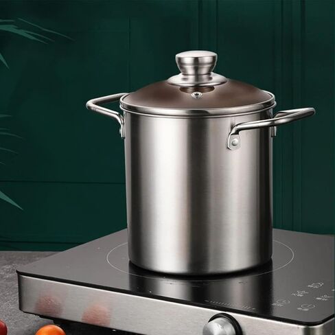 Deep Fryer Pot, Small Deep Fryer with Basket Stainless Steel, Deep Fry Pot with Strainer Basket & Glass Lid, Japanese Tempura Fryer Fish Fryer Pot for Kitchen Fries and Chicken in Saudi Arabia