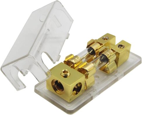 ZOOKOTO 2 Way Power Distribution Block, 4/8 AWG Gauge AGU Fuse Holder Distribution Block 4 Gauge in to (2) 8 Gauge Out with 80A AGU Fuses in Kuwait