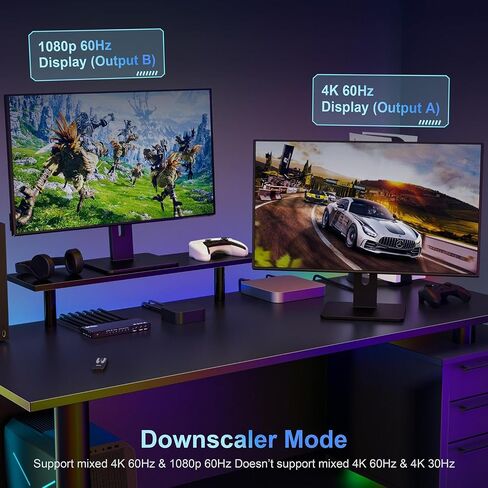 HDMI Splitter 1 in 2 Out 4K, HDMI 2 Port Splitter with Auto, Copy, and Fixed Mode for Dual Identical Display Support 4K 30Hz 3D, Compatible with Xbox, PS4 Pro, PS5 in Saudi Arabia