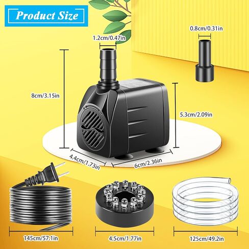 3 Pack Submersible Pump with Led Light, Small Fountain Pump with Tubing, Submersible Water Pump for Aquarium Fish Tank Indoor or Outdoor Pond Fountain Hydroponics Statuary (5W 95GPH) in Saudi Arabia