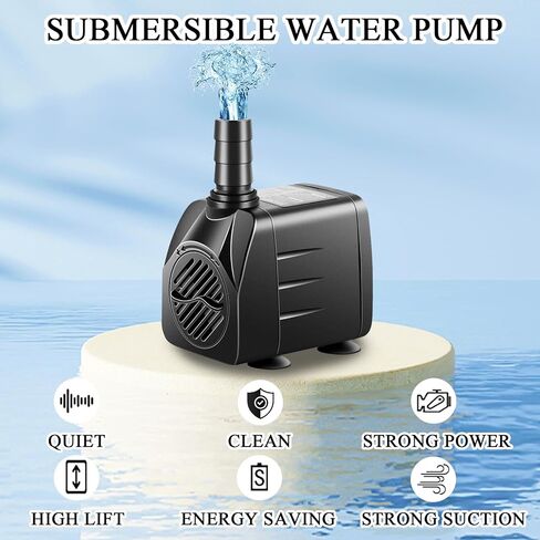 3 Pack Submersible Pump with Led Light, Small Fountain Pump with Tubing, Submersible Water Pump for Aquarium Fish Tank Indoor or Outdoor Pond Fountain Hydroponics Statuary (5W 95GPH) in Saudi Arabia