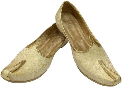 Men's Cream Wedding Shoes Sherwani Punjabi Jutti Traditional Ethnic Flats Mojari Khussa Juti in Kuwait