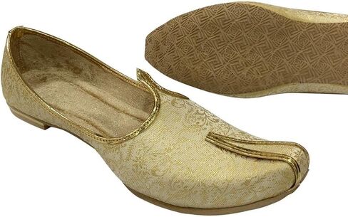 Men's Cream Wedding Shoes Sherwani Punjabi Jutti Traditional Ethnic Flats Mojari Khussa Juti in Kuwait