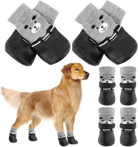 8 قطع من جوارب الكلاب المضادة للانزلاق من Xiaokeis مع 4 رقعة مغناطيسية، جوارب لطيفة مرنة وناعمة ومريحة للكلاب للاستخدام الداخلي على الأرضيات الصلبة، جوارب بمقبض للكلاب الصغيرة والمتوسطة (الحجم: S+M) in Kuwait
