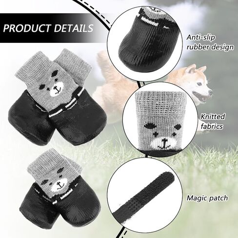 8 قطع من جوارب الكلاب المضادة للانزلاق من Xiaokeis مع 4 رقعة مغناطيسية، جوارب لطيفة مرنة وناعمة ومريحة للكلاب للاستخدام الداخلي على الأرضيات الصلبة، جوارب بمقبض للكلاب الصغيرة والمتوسطة (الحجم: S+M) in Kuwait
