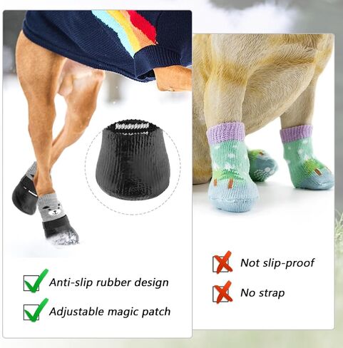 8 قطع من جوارب الكلاب المضادة للانزلاق من Xiaokeis مع 4 رقعة مغناطيسية، جوارب لطيفة مرنة وناعمة ومريحة للكلاب للاستخدام الداخلي على الأرضيات الصلبة، جوارب بمقبض للكلاب الصغيرة والمتوسطة (الحجم: S+M) in Kuwait
