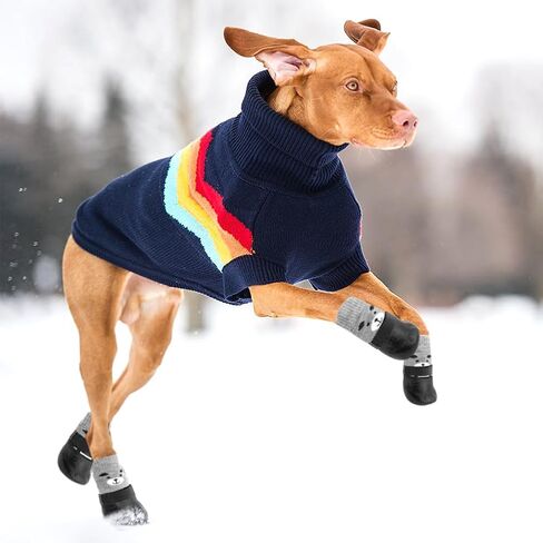 8 قطع من جوارب الكلاب المضادة للانزلاق من Xiaokeis مع 4 رقعة مغناطيسية، جوارب لطيفة مرنة وناعمة ومريحة للكلاب للاستخدام الداخلي على الأرضيات الصلبة، جوارب بمقبض للكلاب الصغيرة والمتوسطة (الحجم: S+M) in Kuwait