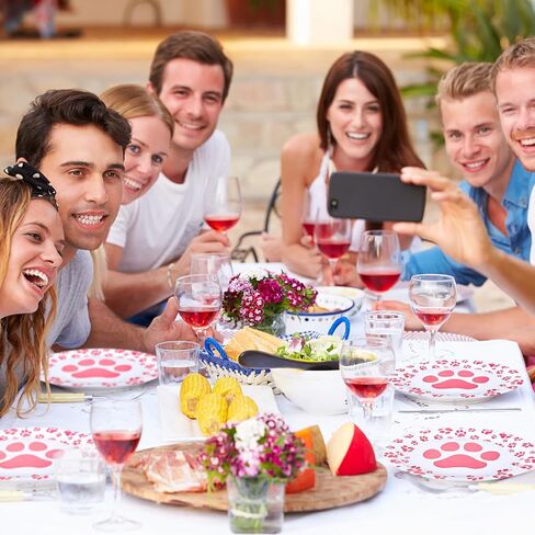 100 قطعة من أطباق ورق مخالب الكلاب من Whaline، للاستعمال مرة واحدة، لوحات مطبوعة بمخالب الحيوانات الأليفة باللون الوردي اللطيف، مقاس 9 بوصة، أدوات مائدة للحفلات لأعياد ميلاد الكلاب والجرو، مستلزمات هدايا لمحبي الحيوانات الأليفة in Saudi Arabia