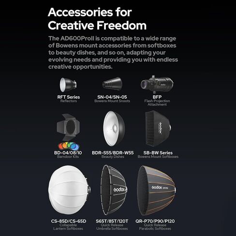 Godox AD600Pro II الكل في واحد ضوء فلاش خارجي 600 وات 2.4 جيجا بايت لاسلكي Speedlite TTL فلاش تلقائي 1/8000 ثانية HSS 0.01-0.09 ثانية وقت إعادة التدوير مع ضوء تشكيل ثنائي اللون 40 وات بطارية ليثيوم 2600 مللي أمبير في الساعة in Saudi Arabia