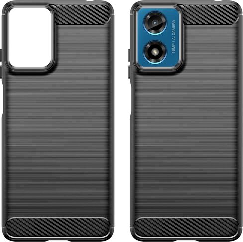 حافظة هاتف موتورولا موتو G24 5G، مقاومة للصدمات، سترة من ألياف الكربون مقاومة للخدش، مادة TPU الناعمة، حافظة موتورولا موتو G04 5G (أسود) in Kuwait