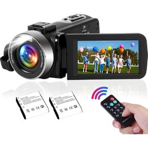 Camcorder 2.7K Video Camera Digital Camera 30MP 16X Digital Zoom 3.0'' 30 FPS Flip Screen Vlogging YouTube Camera with Remote Control and 2 Batteries-Black in Kuwait