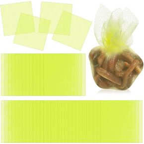 Woanger 100 Pcs Fishing Soft Spawn Net 3 x 3 Inch Spawn Sac Netting Square Spawn Sack Mesh for Roe Bags Fishing Bait Accessories, Chartreuse