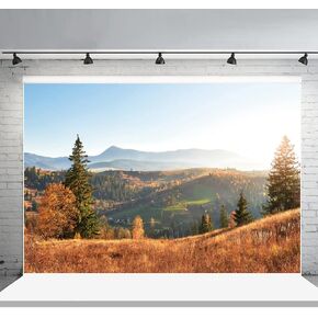 7x5ft Fall Nature Sunset Mountain Forest Photography Backdrop Weathered Mountains Scenic Backdrop Outdoor Realistic Photographic Shoot Background Photo Portraits Studio Props