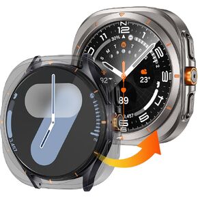 LETOID for Samsung Galaxy Watch 7 Screen Protector Case 44mm [Looks like Galaxy Watch Ultra] Rugged Protective Face Cover 44 mm with Built-in 9H Tempered Glass Film Accessories for Watch7 - Black