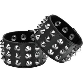 Eigso Vintage Spike Studded Rock Punk Biker Wide Strap Leather Bracelet Goth Rivet Buckle Wristband