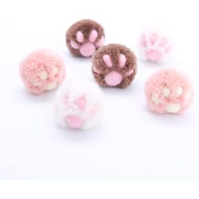 Cat Toys Ball Cat Owl Balls for Cats, Catnip Handmade Felt Wool & Yarn (Paw)