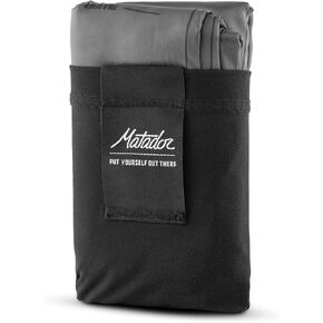 Matador Pocket Blanket 4.0 - Charcoal (Seats 2-4); Foldable Picnic Blanket, Concert Blanket and Festival Blanket; Sand Proof Beach Blanket with Stakes; Picnic Tarp, and Outdoor Blanket for Grass