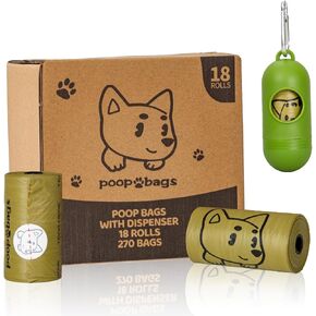 270 Counts Dog Poop Bags Rolls with Dispenser, Scented Poop Bags for Dogs Waste, Extra Thick& Leak Proof Dog Bags for Poop, Doggie Pet Waste Bags for Doggy Puppy Cat Poop 9" x 13" Purple