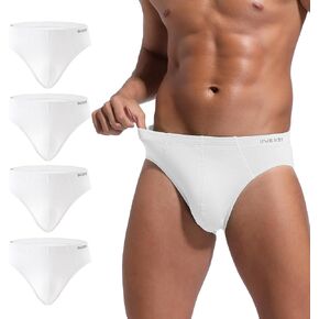 INNERSY Men's Underwear Briefs Bikini Cut Covered Waistband Underpants 4-Pack