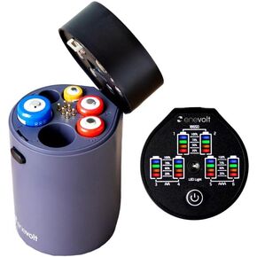 Marcy Multi Charger, 18650 Battery, Lithium-Ion Battery, Ni-MH Rechargeable Battery, for Use with AA AAA 5V Output, Safety Function, 3R System, Gray