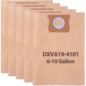 5 Pack DXVA19-4101 Replacement Filter Bags for DEWALT 6-10 Gallon Wet/Dry Vacuum Models DXV06P, DXV09P, DXV10P, DXV10S