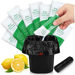 36 Sets Portable Toilet Bags Poo Gel, 36 Count 10 Gal Camping Toilet Bags with Drawstring and 36 Pack 0.35 oz Each Portable Toilet Absorbent Gel Poo Urine Powder for Camping Outdoor