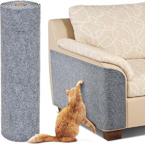 Cat Scratch Furniture Protector, Trimmable Self-Adhesive Cat Scratching Mat Protecting Couch, Door and Cat Tree Shelves from Claws(Grey, 78.7 x 15.8)