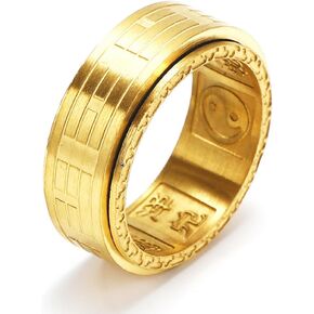 SINLEO Men's Stainless Steel Vintage Yin Yang Spinner Ring Ba Gua Eight Trigrams Signet Band Amulet 8mm in Saudi Arabia