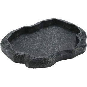 Reptile Feeding Bowl, Tortoise Water Bowl Food Bowl, Reptile Feeder Feeding Dish, Reptiles Water Tray for Reptile Scorpion Lizard Pets Plies(Dark Green M)
