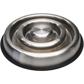 Spiral Slow Feed: Non-Skid Pet Water and Food Bowl | 5 oz, Small, Stainless Steel (PN: 800085)