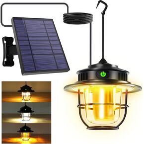 Camping Lantern, Solar Camping Lantern 1000LM 2000mAh, Camping Lantern Rechargeable with 6000mAh Independent Solar Panel, Portable Waterproof, Adjustable 4 Light Modes for Camping, Hiking