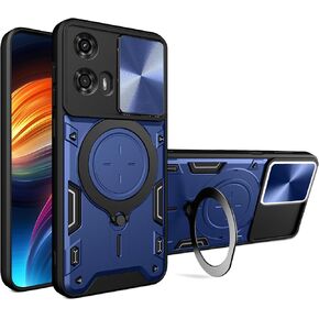 Ysnzaq Armor Case for Motorola Moto G04 /G24 /E14, Military Grade Shockproof Protective Phone Case with Magnetic Coil Bracket for Moto G04 /G24 /E14 CQ Black