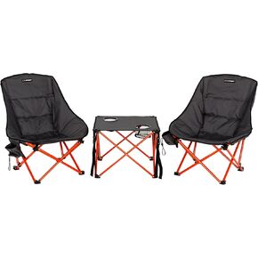 Lippert Baja Overlanding 3-Piece Chair & Table Set, 600-Denier Polyester Folding Chairs, Dual Cupholders, Innovative Scoop for Ultimate Comfort, Fold-up Convenience - 2023053719