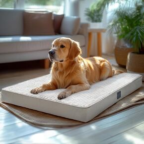 Veehoo Dog Beds Large Sized Dog-Plush Flannel Large Dog Bed with Removable Washable Cover & Waterproof Inner Liner, Orthopedic Dog Bed for Crate with Nonslip Bottom
