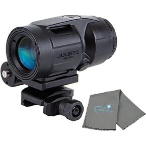 Juliet3-Micro Magnifier, Push-Button Mount with Spacers, Rifle Magnifier 3X Magnification with Lumintrail Cleaning Cloth
