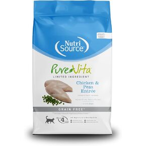 NutriSource Pure Vita Grain-Free Cat Food, Made with Chicken and Peas, 6.6LB, Dry Cat Food