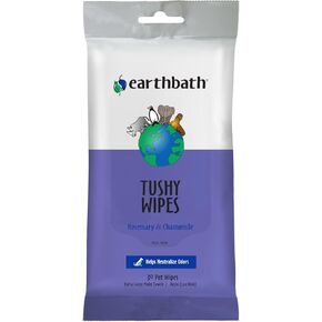 earthbath, Rosemary & Chamomile Tushy Wipes - Dog Wipes for Paws and Butt, Best Pet Wipes for Dogs & Cats, Made in USA, Cruelty-Free Dog Cleaning Wipes, Helps Neautralize Odors - 30 Count (1 Pack)