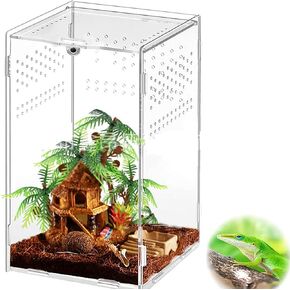 Mini Reptile Terrariums Tank, Tarantula Enclosure, Chameleon cage, Amphibians Habitat Cages for Small Reptiles, Geckos, Snakes, Lizards, Turtles, Serpents -Acrylic(11.8 * 7.8 * 5.9 inchs)