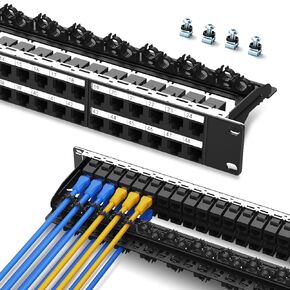 Patch Panel 12 Port with 12 Pcs Cat6A Keystone Jack 10G Support with Removable Back Bar 1U Network Patch Panel 10 Inch for Cat6,Cat5e,Cat5 (CAT6A, 1U12Port)