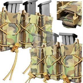 2 Packs Triple Molle Pistol Quick Release Mag Pouch,Universal Magazine Holster,Tactical Open-Top Mag Pouch for 9mm/.40 Calibers 45acp Glock S&W M&P & Springfield 1911