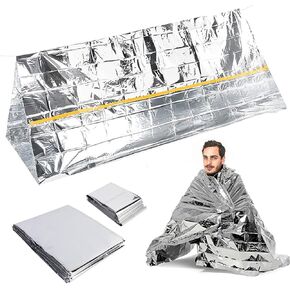 Emergency Survival Shelter Tent and Insulation Blanket, 1 Tent +2 Blankets, Raincoat Tube Tent, Survival Tarp, Survival Emergency Blankets for Hiking, Emergency Preparedness, Extreme Weather