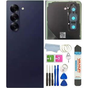 Z Fold 6 Back Glass Cover Replacement for Galaxy Z Fold 6 5G Back Glass Housing Cover Photo Frame with Back Cover W/Pre-Installed Tape + Tools (Silver Shadow)