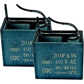 CBB61 Ceiling Fan Capacitor 2 Wire 20uf Compatible with 400/350/300/250VAC Fan Capacitor 50/60Hz CBB61-20（2 Pack）
