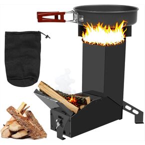 Uniflasy Rocket Stove for Cooking Portable Wood Mini Burning Stove, Fire Camping Stove for Cooking backyard cooking Camping grill outdoor events BBQ Comes with storage bag